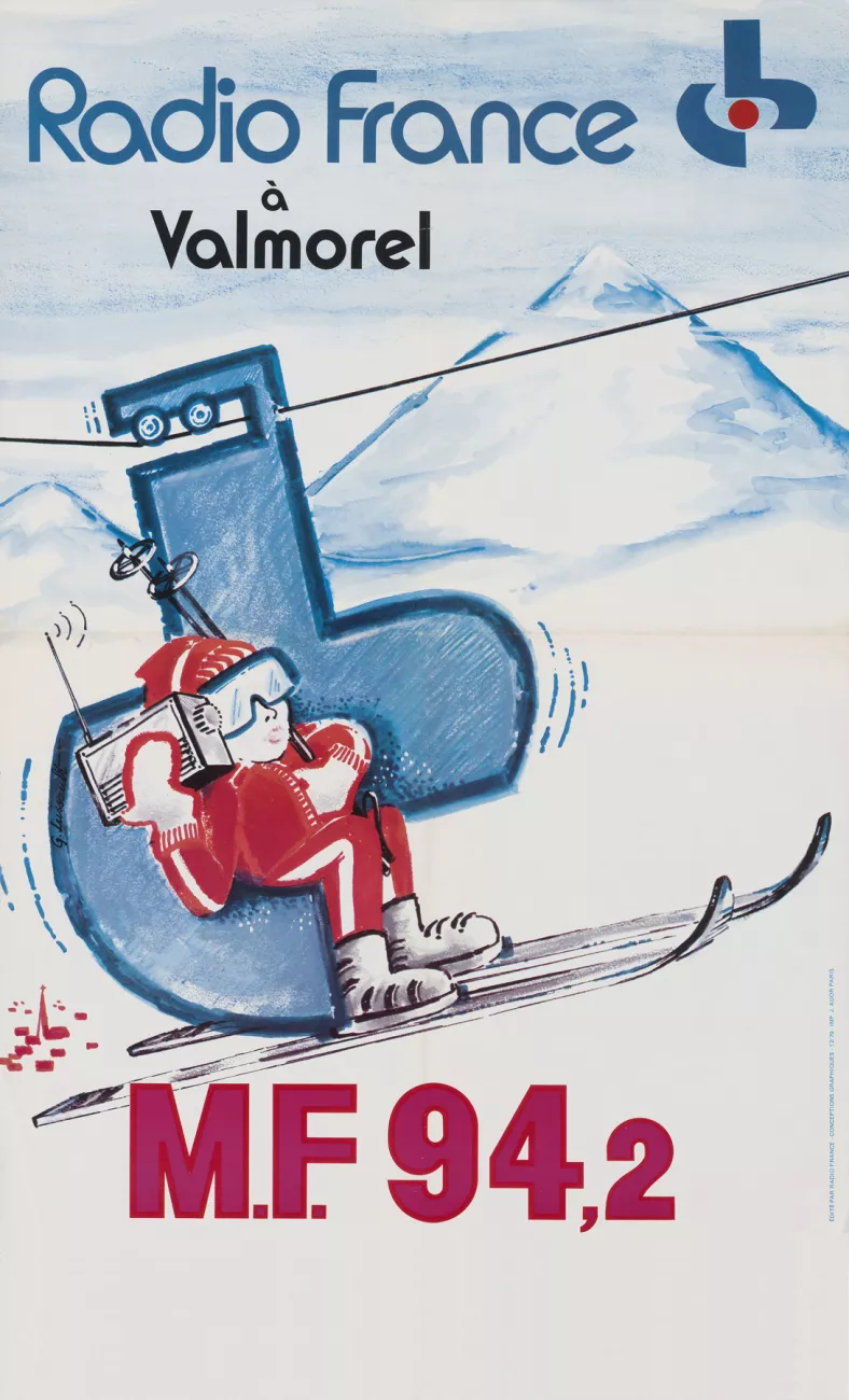 Affiche "Radio France à Valmorel", radio temporaire en modulation de fréquence, hiver 1980-1981