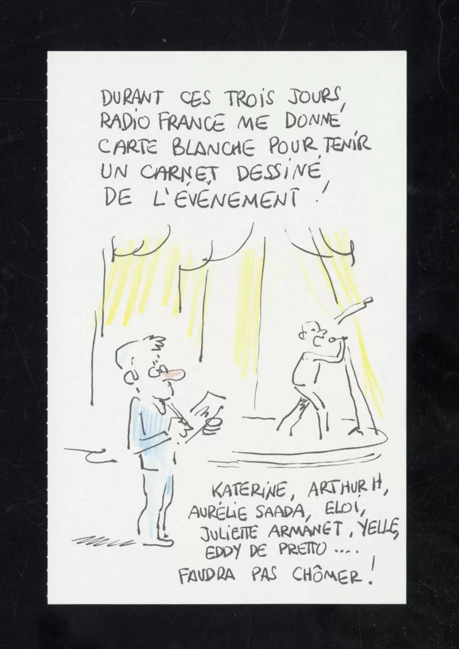 Journal de bord d'Hyper Weekend Festival 2023 dessiné par © Alfred