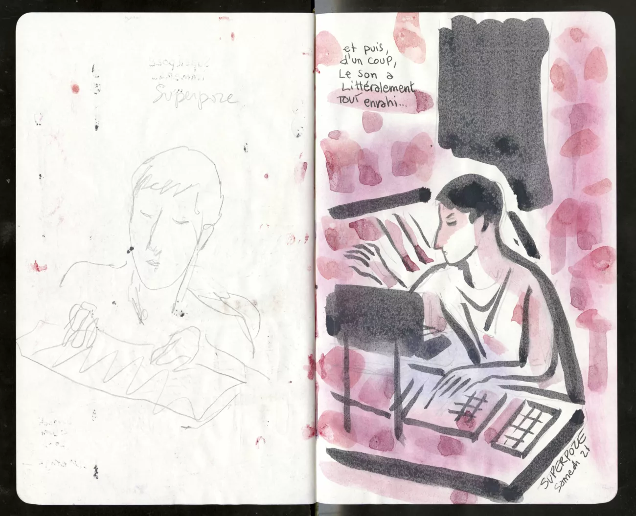 Journal de bord d'Hyper Weekend Festival 2023 dessiné par © Alfred